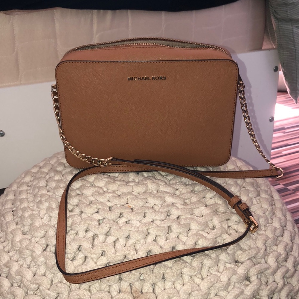 MK brown crossbody and waist side purse